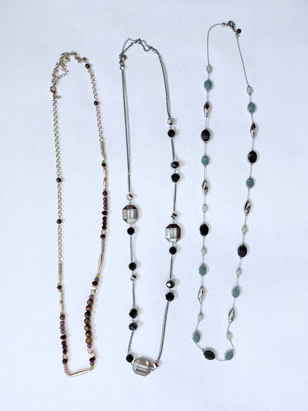 LOFT Multi-Necklace Set with Black, Brown and Aqua Beads